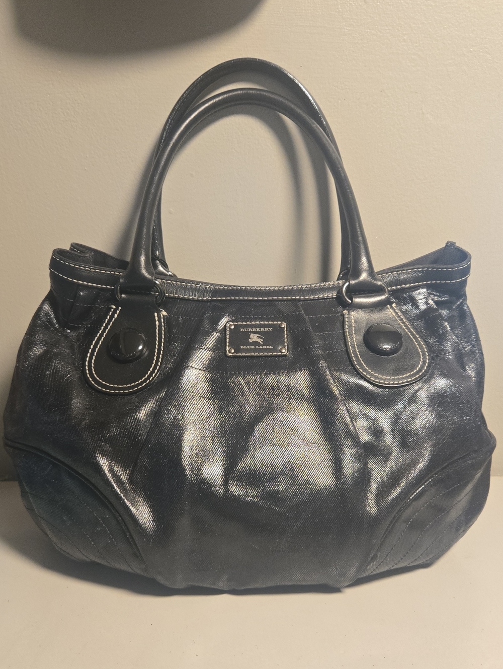 Burberry Black Shiny Leather Shoulder Bag